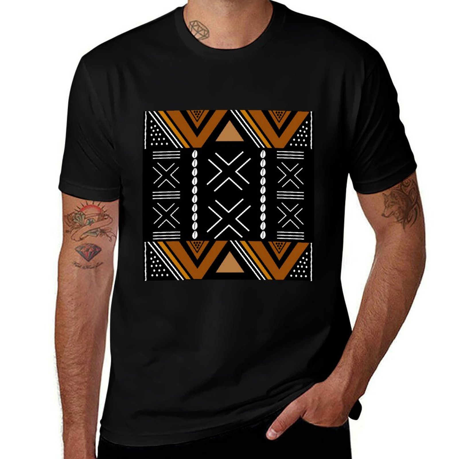 Mudcloth Print Top - Afrika Çamur Kumaşı Bogolan Desenli Tişört