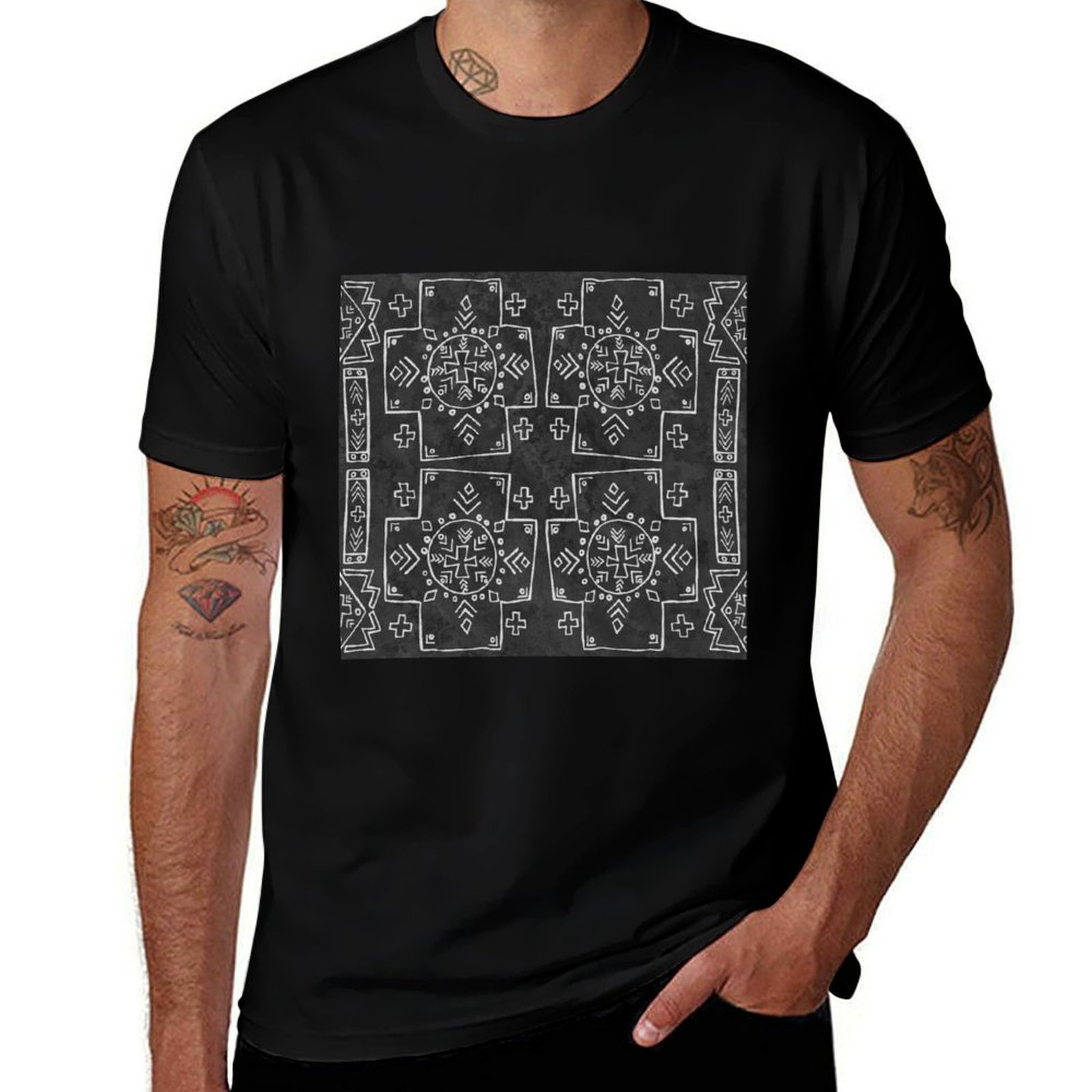 Mudcloth Print Top - Mali Kabilesi Desenli Tuval Kumaş, Haç