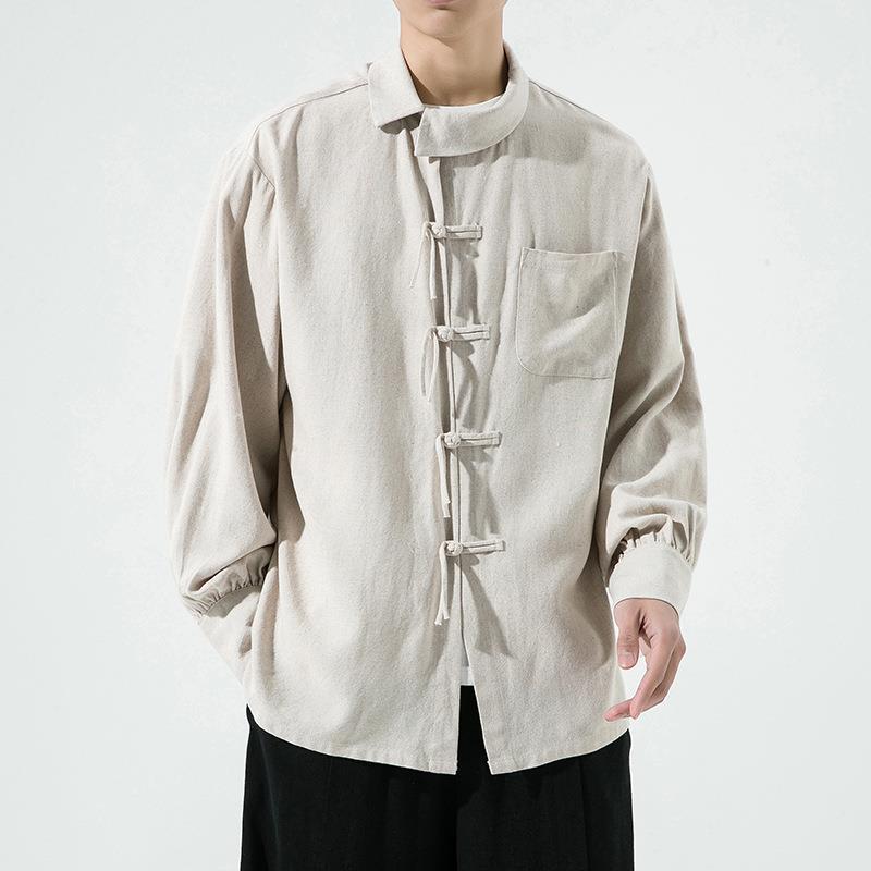 Ethnic Wear Fashion Brand - Keten Erkek Uzun Süet Gömlek Büyük